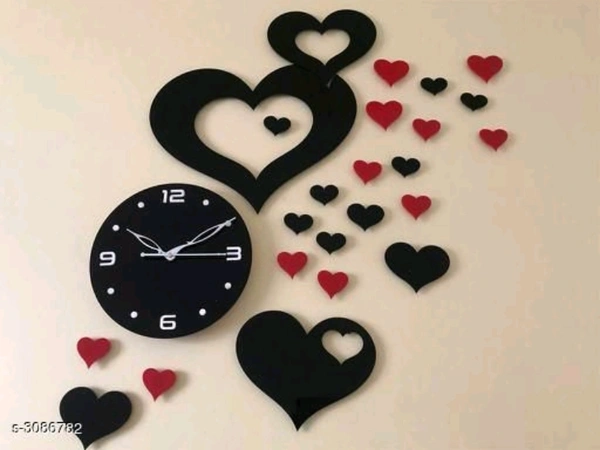 Exquisite Fancy Acrylic Wall Clock - Free Size, Black , Acrylic, Pack of1